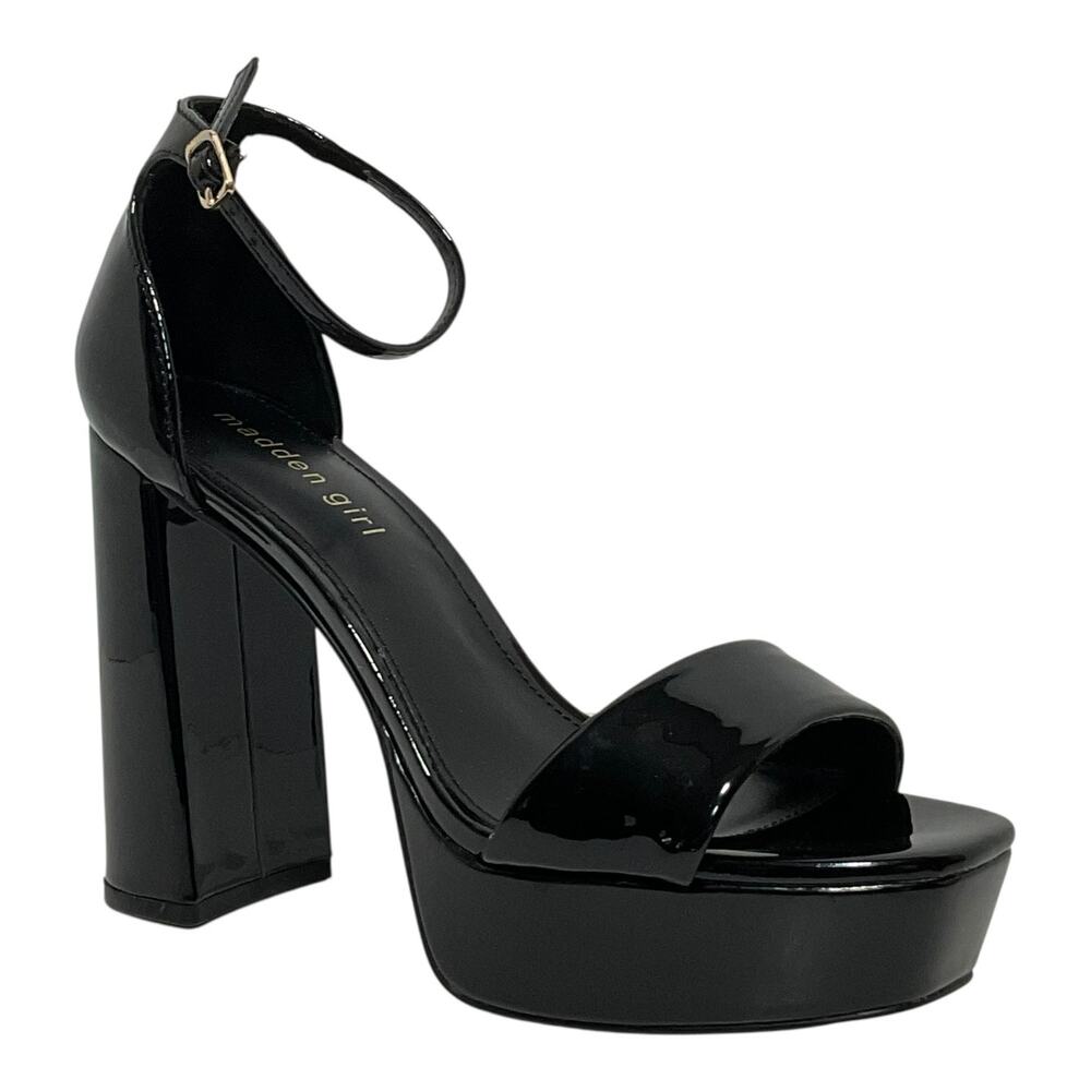 Madden Girl Women's Omega Platform Ankle Strap Sandals Black Size 9 1/2